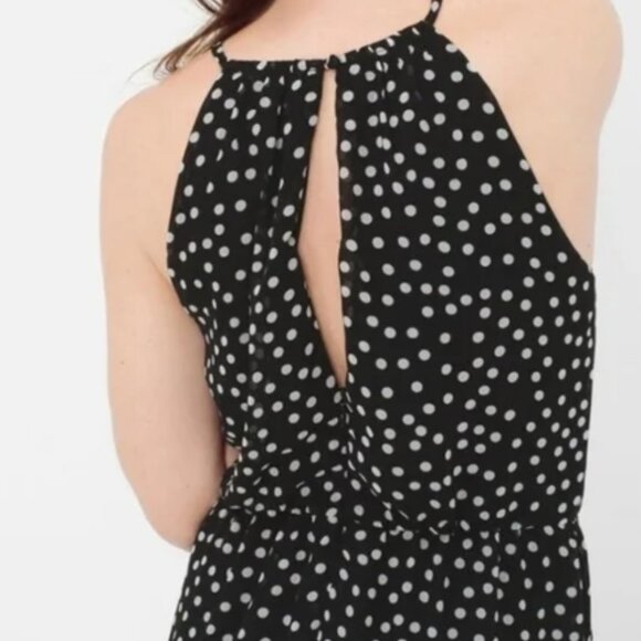 WHBM Halter Dress Women's Size 4 High Low Polka Dots Sleeveless Black White NEW - Picture 6 of 14